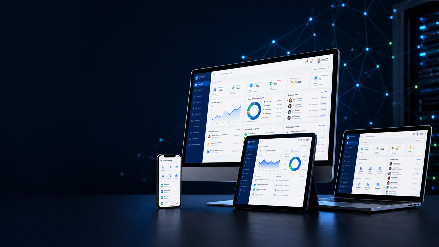 Software empresarial de JAT BIOS en computadoras, tableta y móvil
